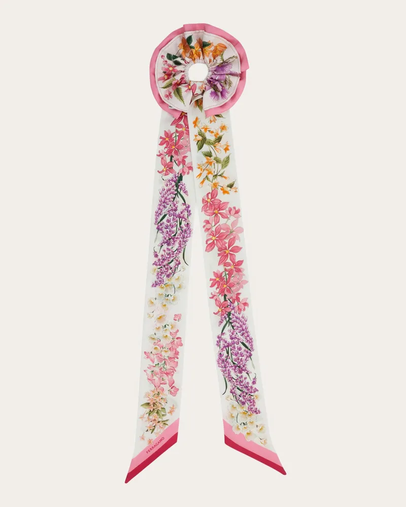 Ferragamo Donna Scrunchie in seta con mini bandeau stampa Primavera Rosa Rosa
