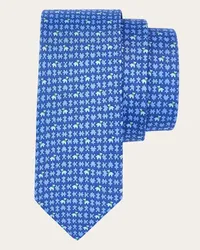 Ferragamo Uomo Cravatta in seta stampa Puzzle Blu Blu