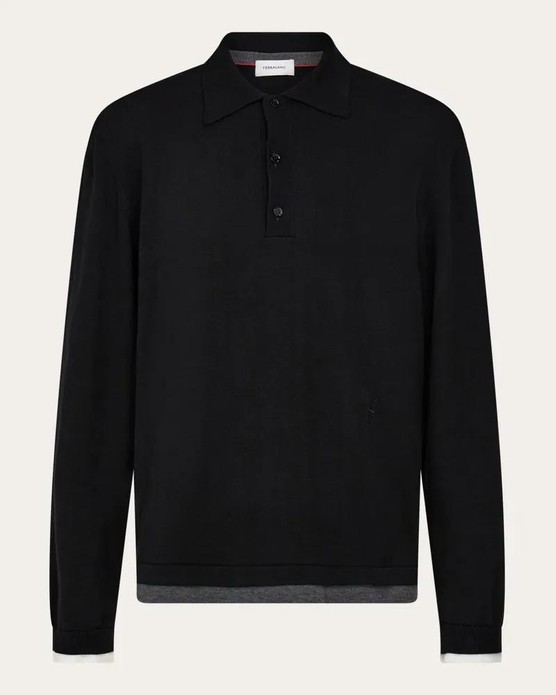 Ferragamo Uomo Polo effetto doppio capo Nero Nero