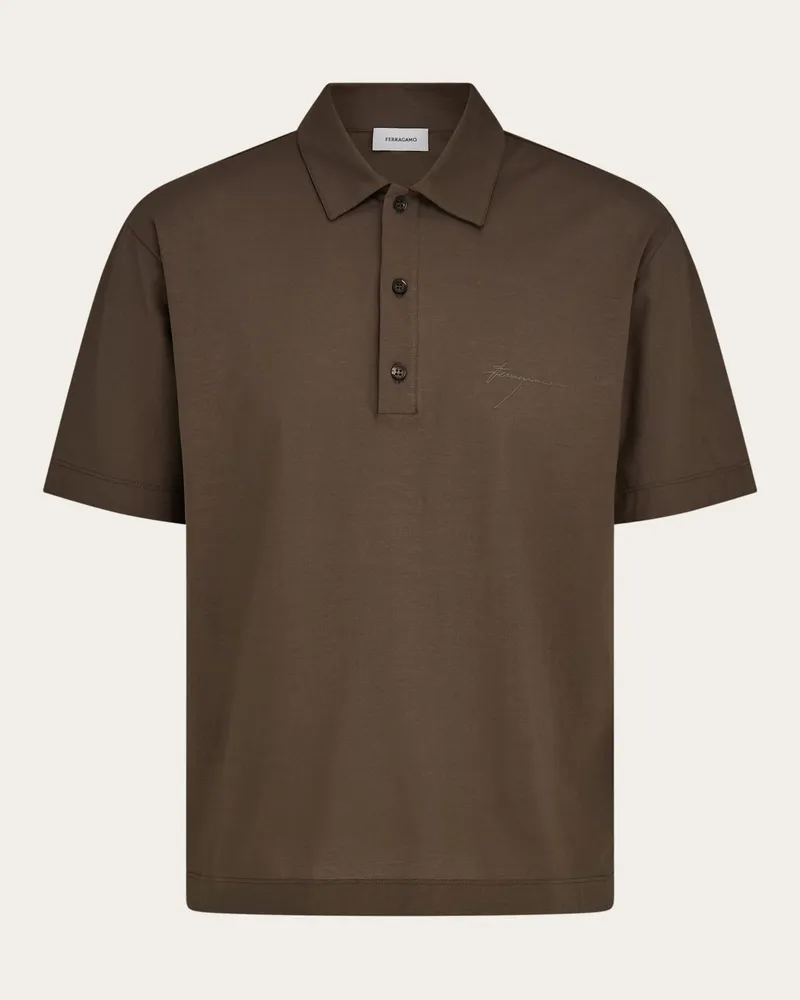 Ferragamo Uomo Polo in voile crêpe Grigio Grigio