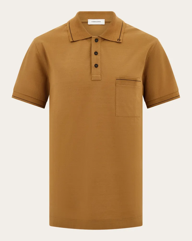 Ferragamo Uomo Polo con Gancini Beige Beige