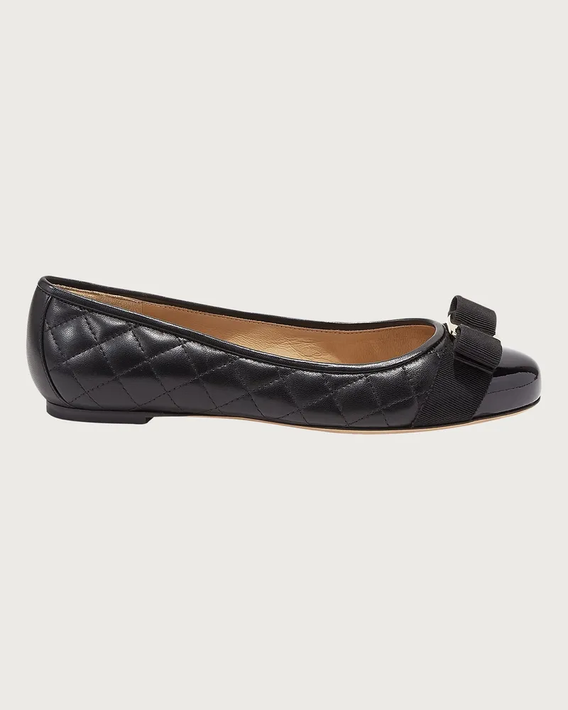 Ferragamo Donna Ballerina Varina trapuntata Nero Nero