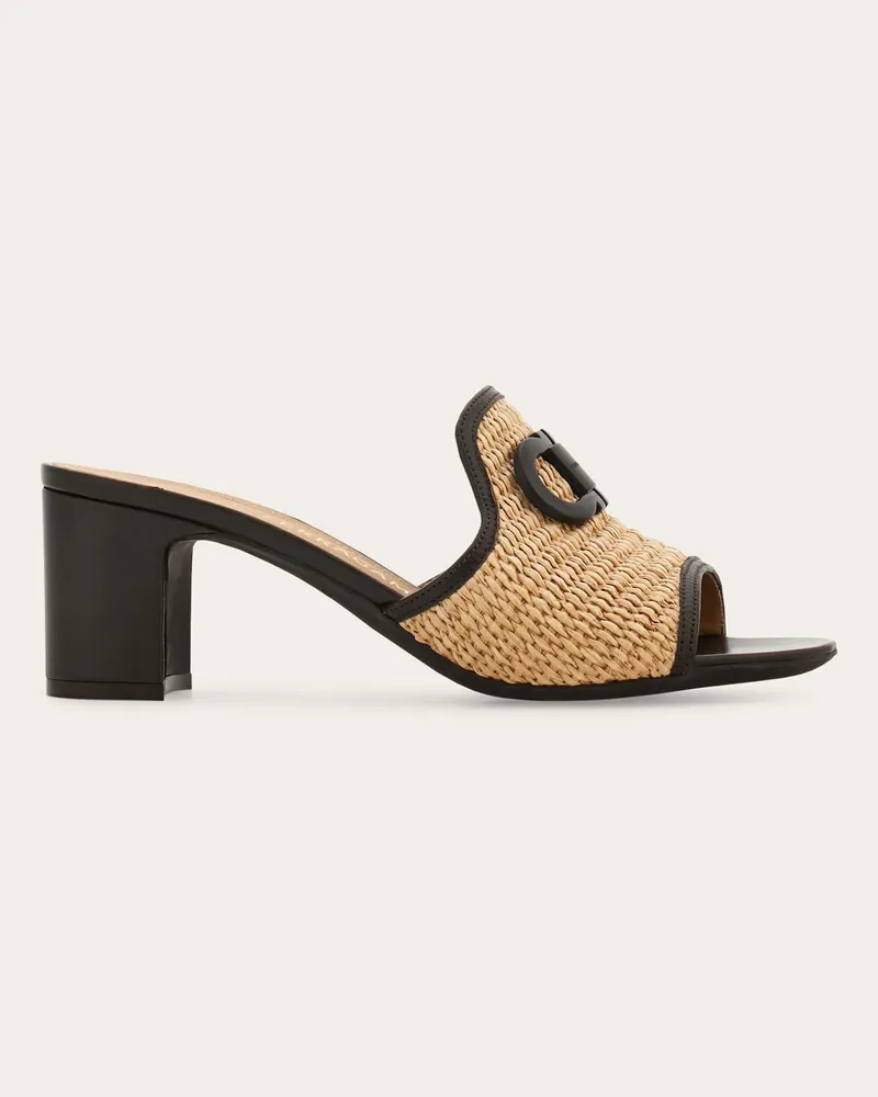 Ferragamo Donna Slide ornamento Gancini tacco medio Beige Beige