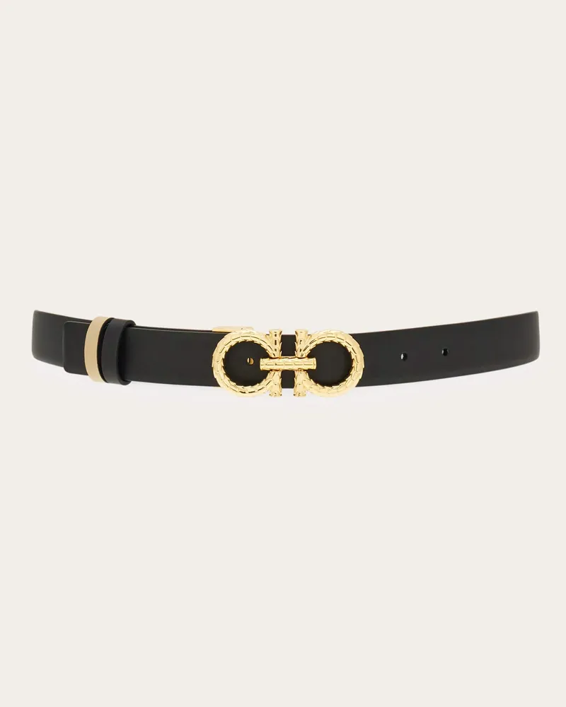 Ferragamo Donna Cintura reversibile e regolabile Gancini Nero Nero