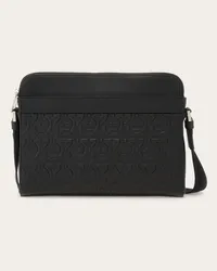 Ferragamo Uomo Borsa a tracolla con goffratura Gancini Nero Nero