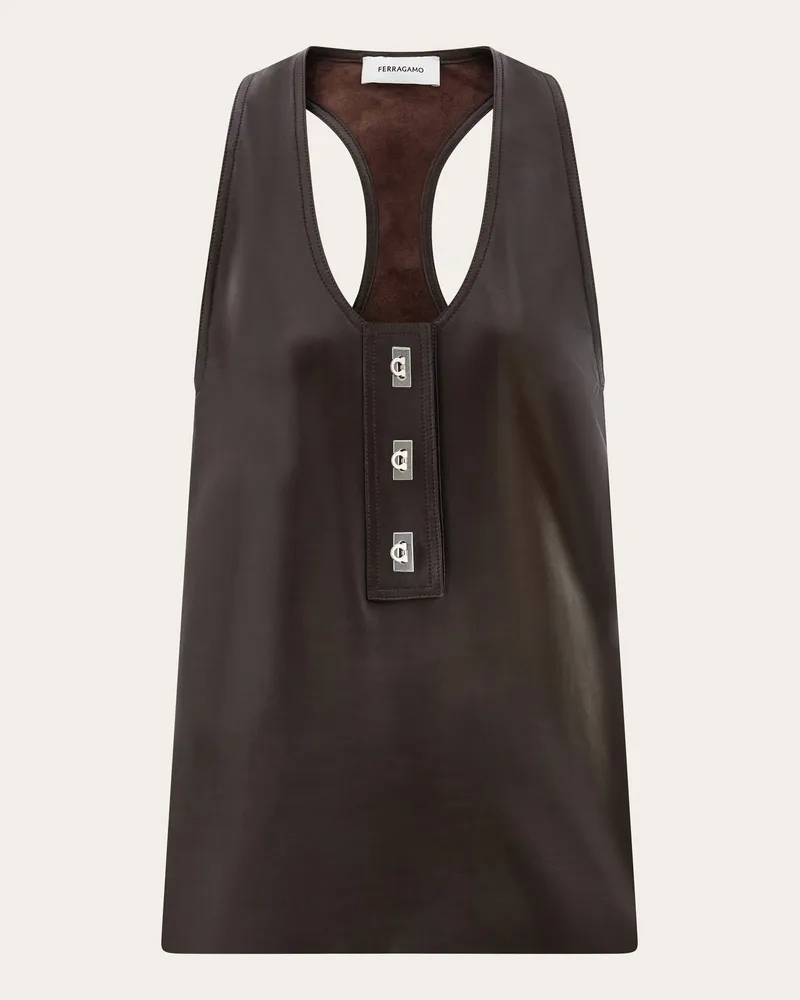 Ferragamo Donna Canotta in nappa Marrone Marrone