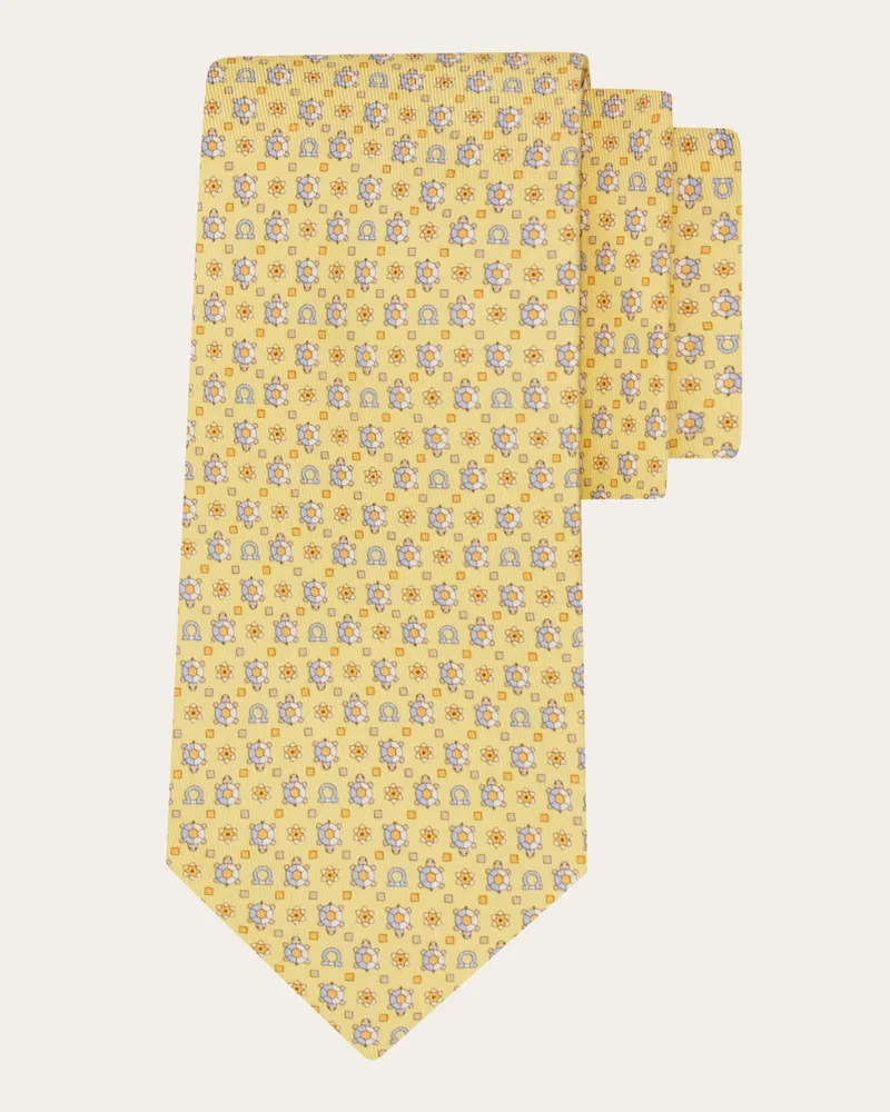Ferragamo Uomo Cravatta in seta stampa Tartaruga Giallo Giallo