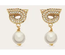 Donna Orecchini Gancini con perla e cristalli Oro