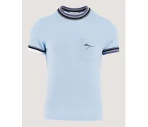 Uomo T-shirt con bordi color block Blu
