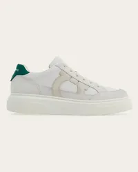 Ferragamo Uomo Sneaker bassa con Gancini Bianco Bianco