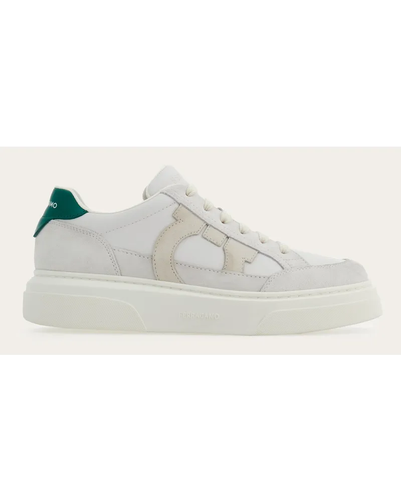 Ferragamo Uomo Sneaker bassa con Gancini Bianco Bianco