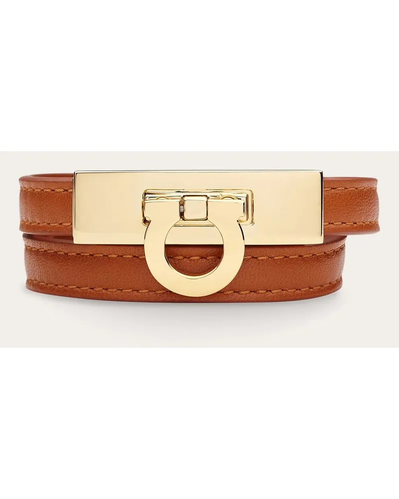 Ferragamo Donna Bracciale a doppio giro Gancini - mis 15 Marrone Marrone