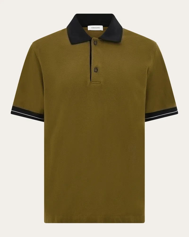 Ferragamo Uomo Polo manica corta color block Verde Verde