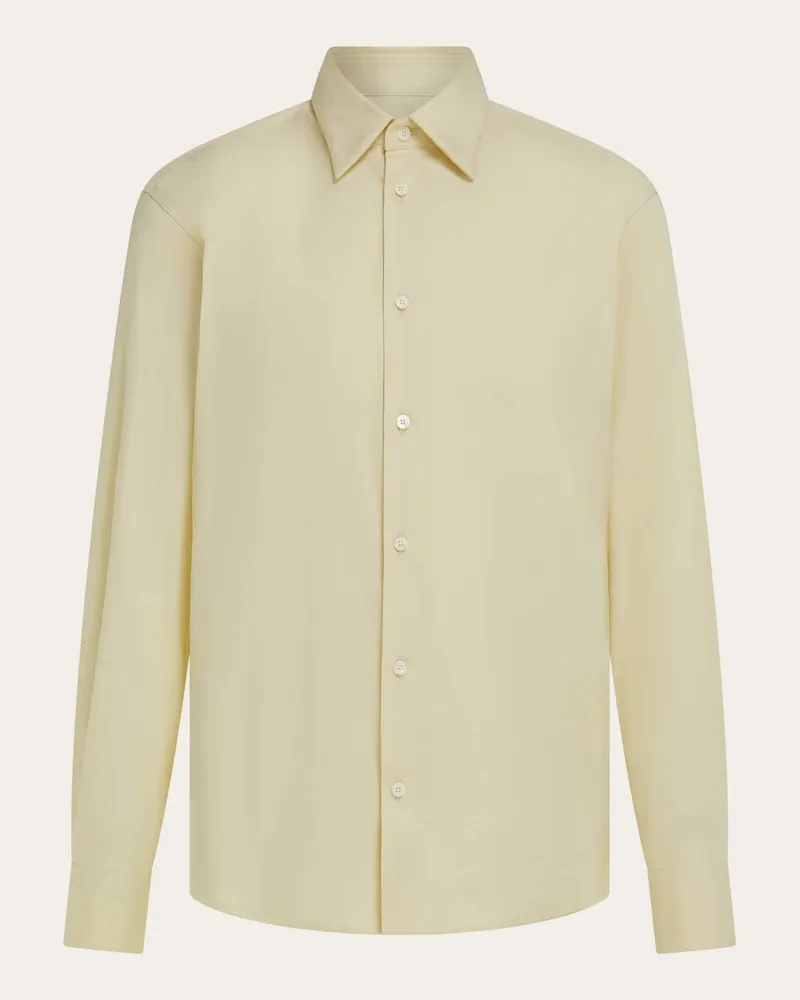 Ferragamo Uomo Camicia con micro stampa Giallo Giallo