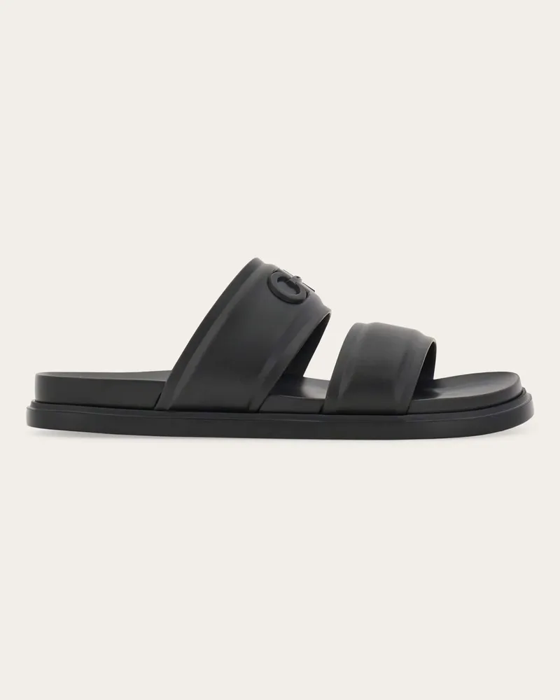 Ferragamo Uomo Slide ornamento Gancini Nero Nero