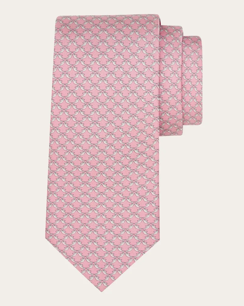 Ferragamo Uomo Cravatta in seta stampa Shark Rosa Rosa