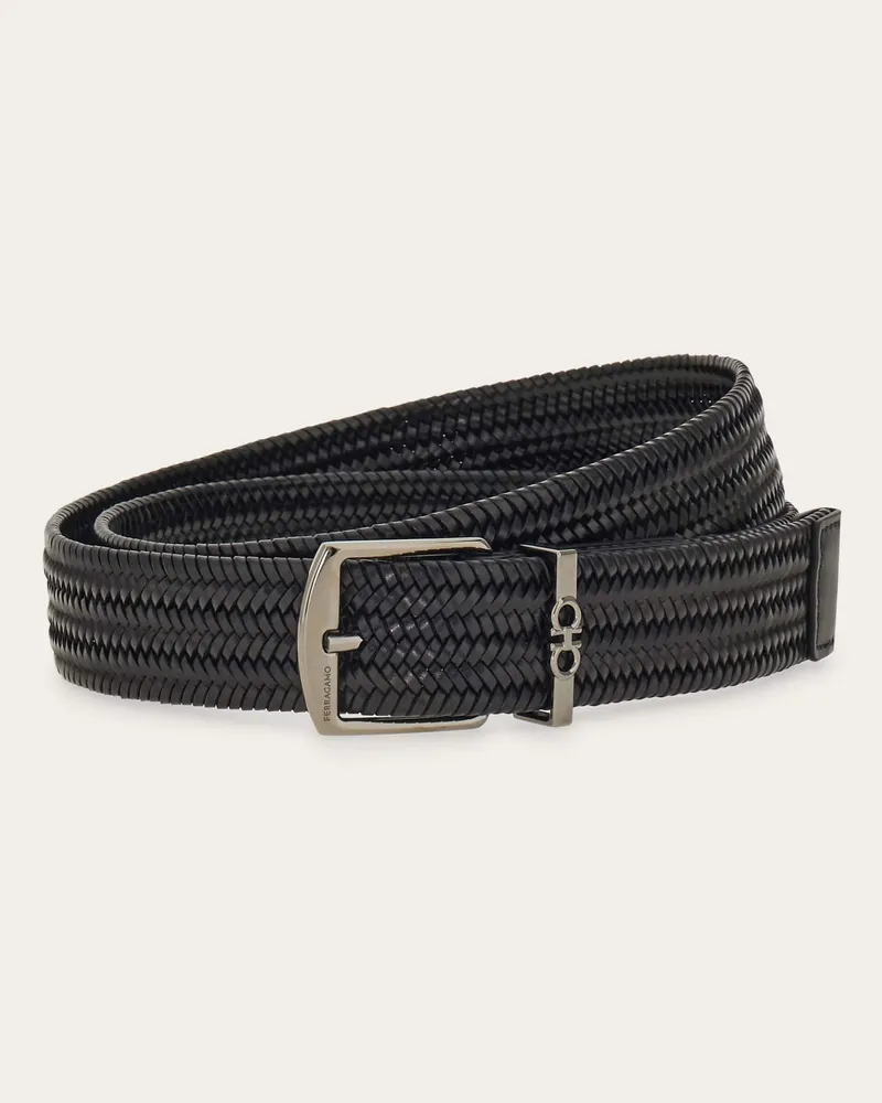 Ferragamo Uomo Cintura intrecciata Nero Nero