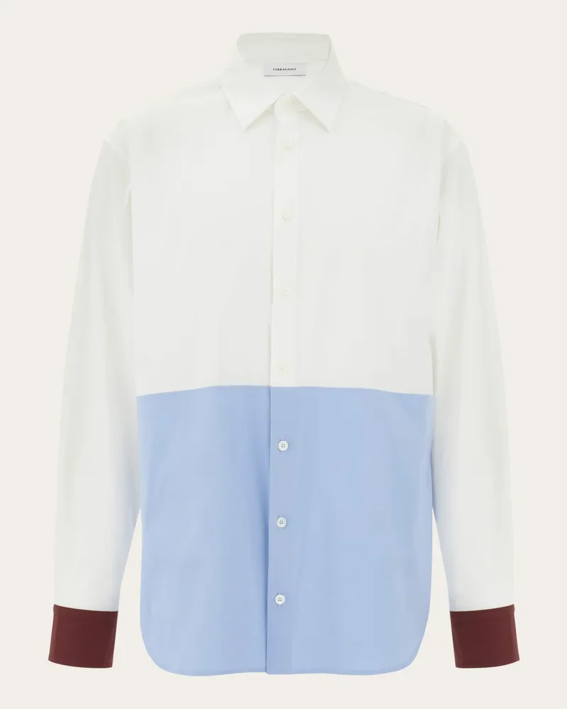 Ferragamo Uomo Camicia color block Bianco Bianco