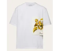 Donna T-shirt con stampa botanica Bianco