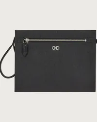 Ferragamo Uomo Clutch Gancini Nero Nero