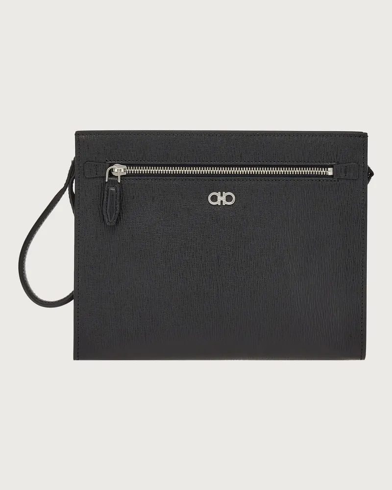 Ferragamo Uomo Clutch Gancini Nero Nero