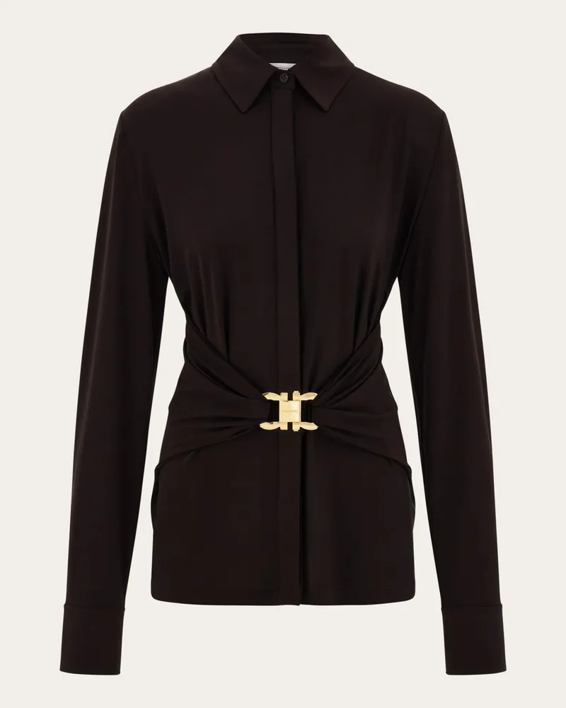 Ferragamo Donna Camicia con drappeggio Marrone Marrone