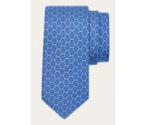 Uomo Cravatta in seta stampa Morsetto Gancini Blu