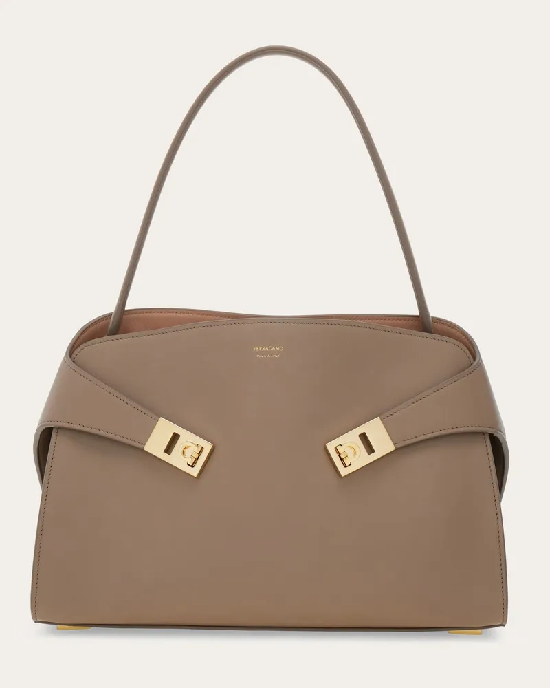 Ferragamo Donna Borsa a spalla Hug soft (M) Beige Beige