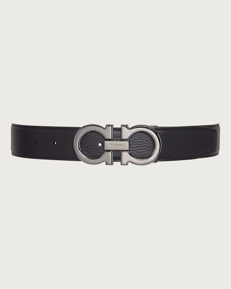 Ferragamo Uomo Cintura reversibile e regolabile Gancini Nero Nero