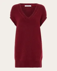 Ferragamo Donna Gilet oversize in cashmere Rosso Rosso