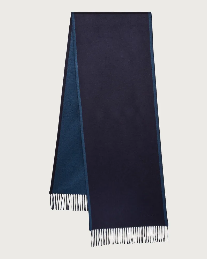 Ferragamo Uomo Sciarpa con firma Blu Blu