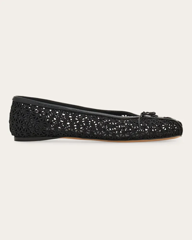 Ferragamo Donna Ballerina in macramè Nero Nero