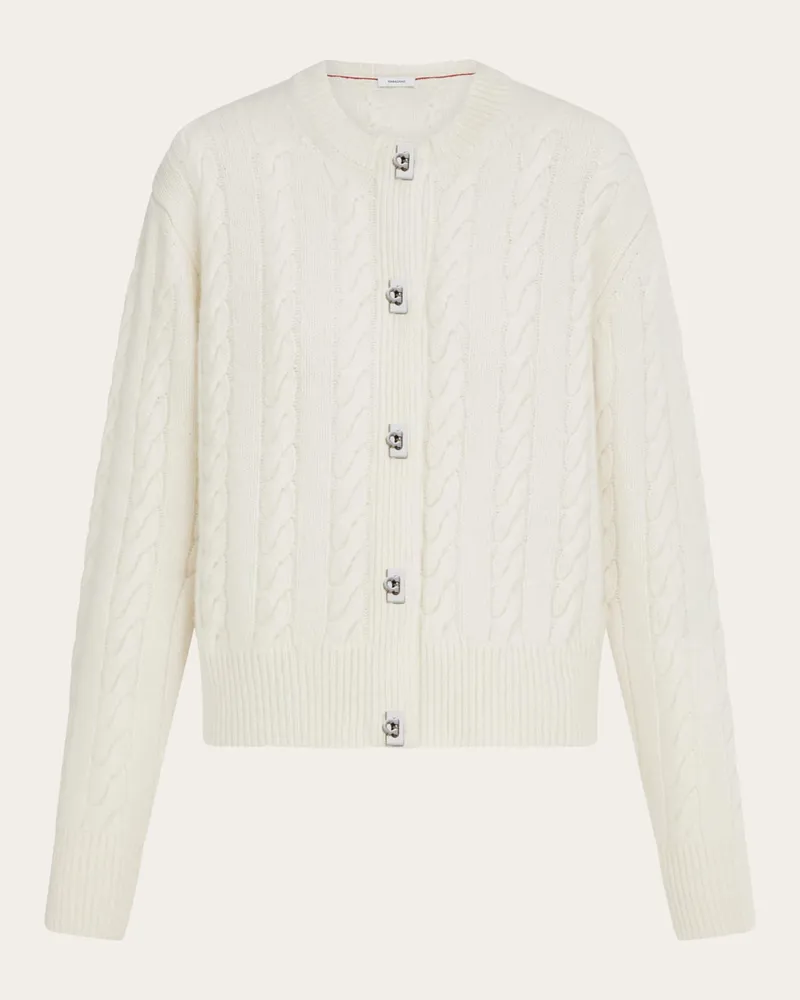 Ferragamo Donna Cardigan a trecce Bianco Bianco