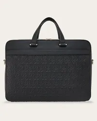 Ferragamo Uomo Borsa business con goffratura Gancini Nero Nero