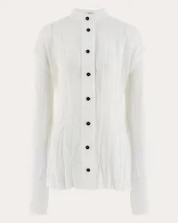 Ferragamo Donna Camicia con plissé irregolare Bianco Bianco