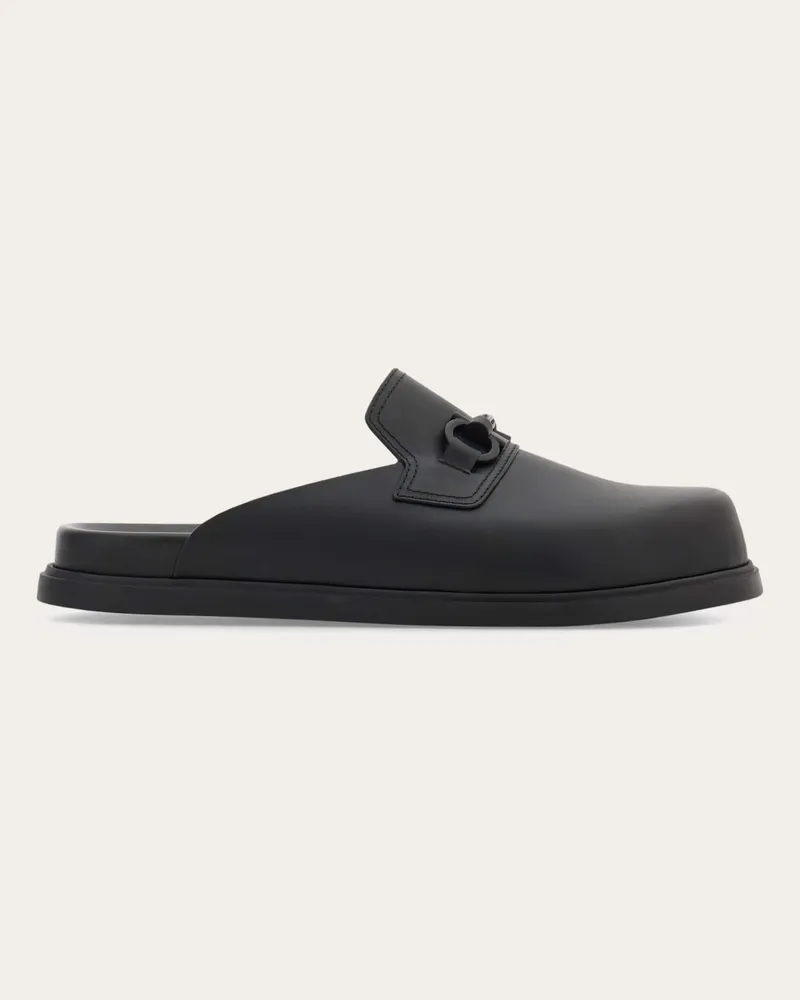 Ferragamo Uomo Mule ornamento Gancini Nero Nero