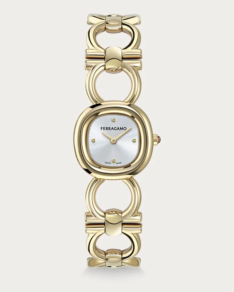 Ferragamo Donna Orologio Double Gancini Bianco Bianco