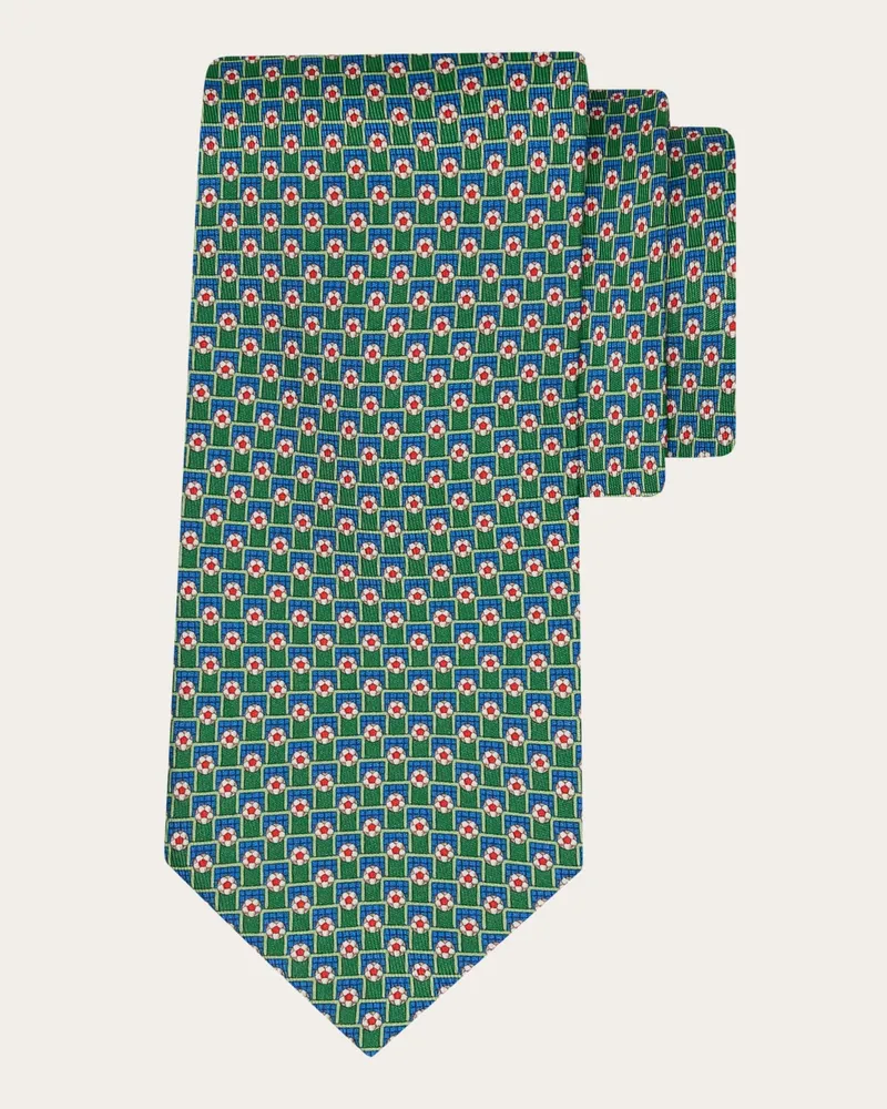 Ferragamo Uomo Cravatta in seta stampa Torneo - Citymatch Capsule Verde Verde