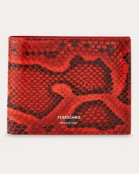 Ferragamo Uomo Portafoglio in pitone Rosso Rosso