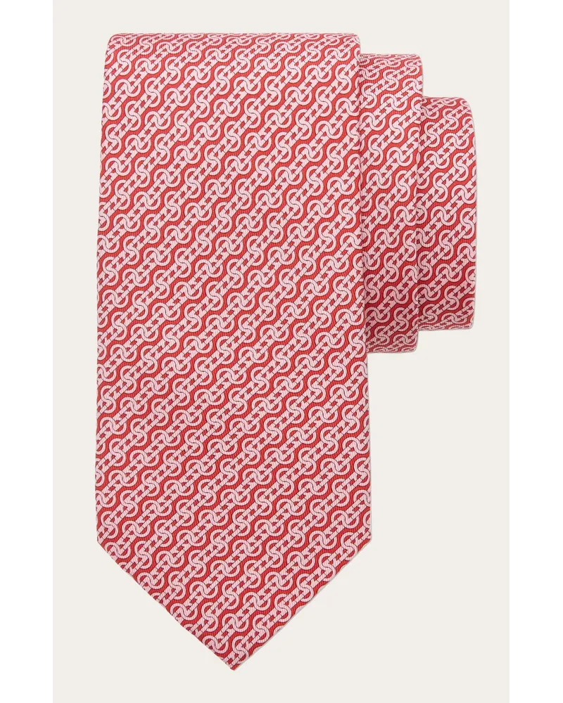 Ferragamo Uomo Cravatta in seta stampa Intreccio Rosso Rosso