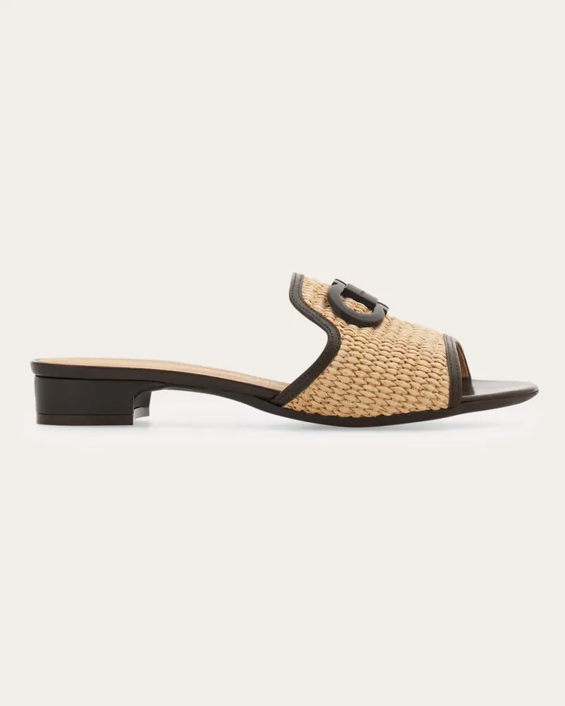 Ferragamo Donna Slide ornamento Gancini tacco basso Marrone Marrone