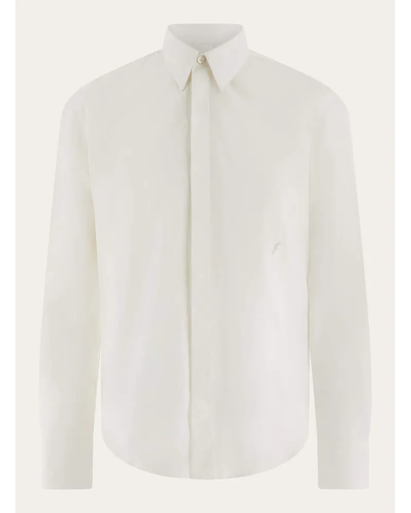 Ferragamo Uomo Camicia a manica lunga Bianco Bianco