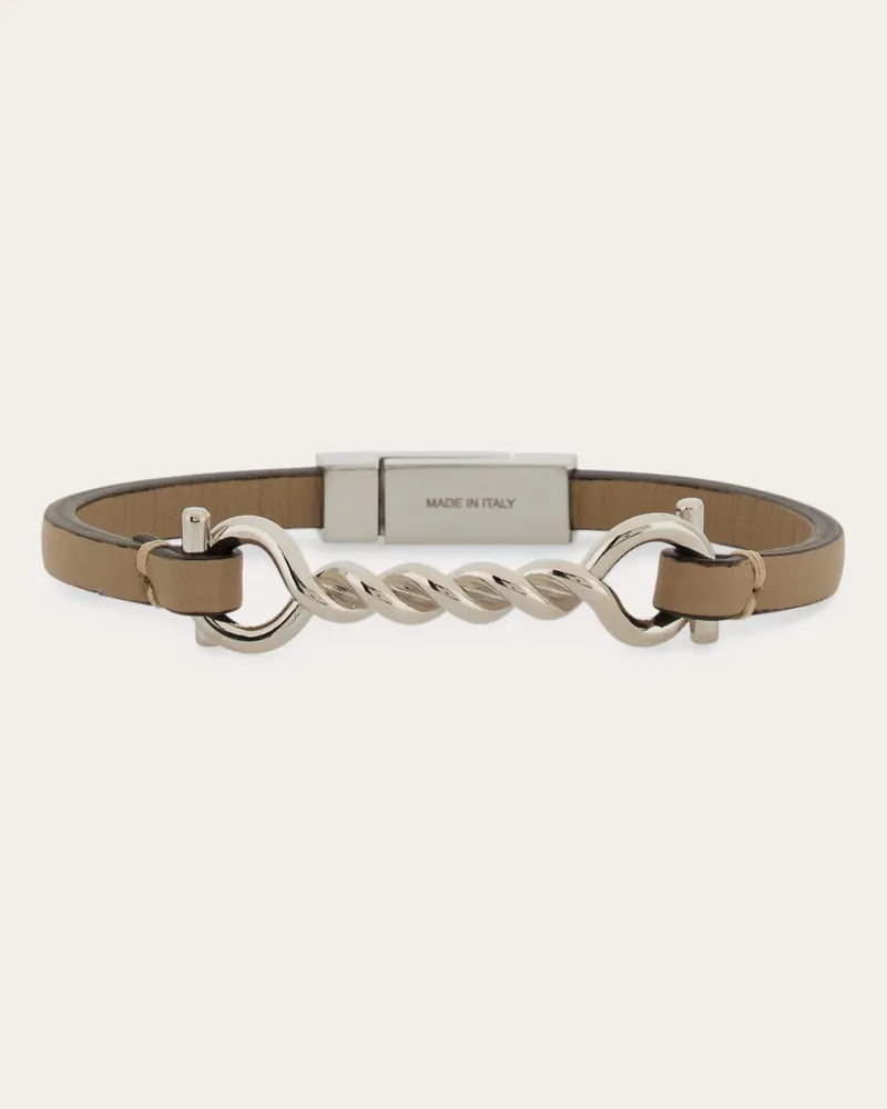 Ferragamo Uomo Bracciale Gancini torchon (18cm) Beige Beige
