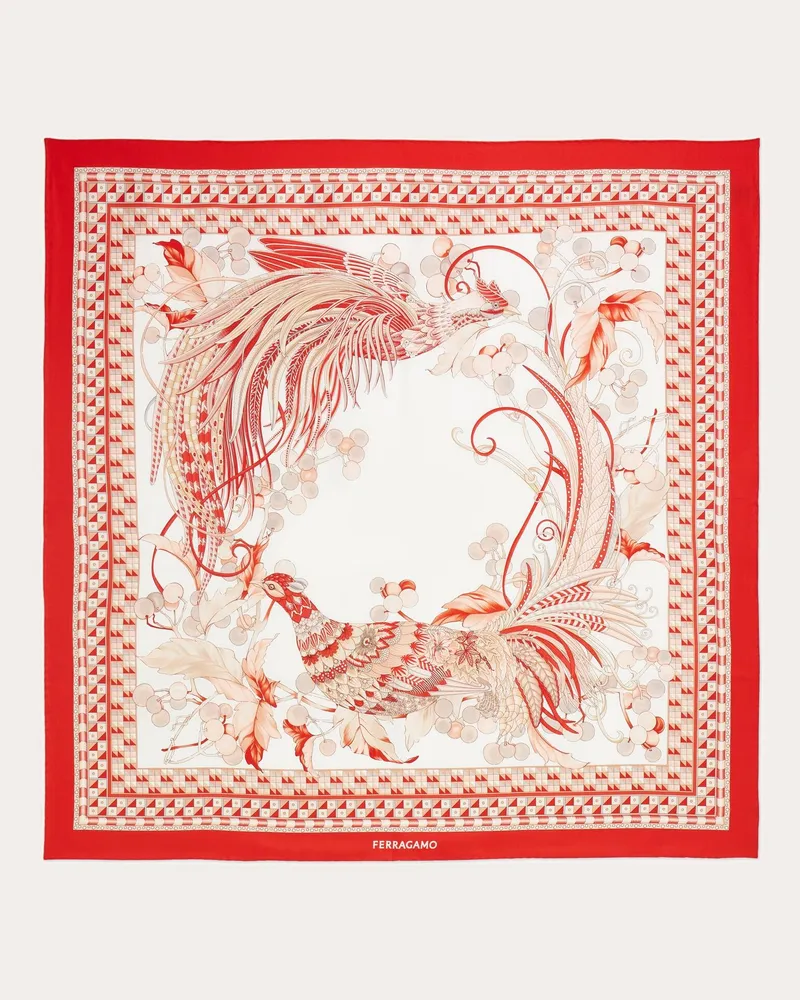 Ferragamo Donna Foulard in seta stampa Animali Arancione Arancione