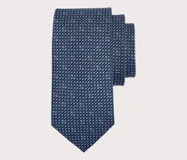 Uomo Cravatta in seta stampa Gancini Blu