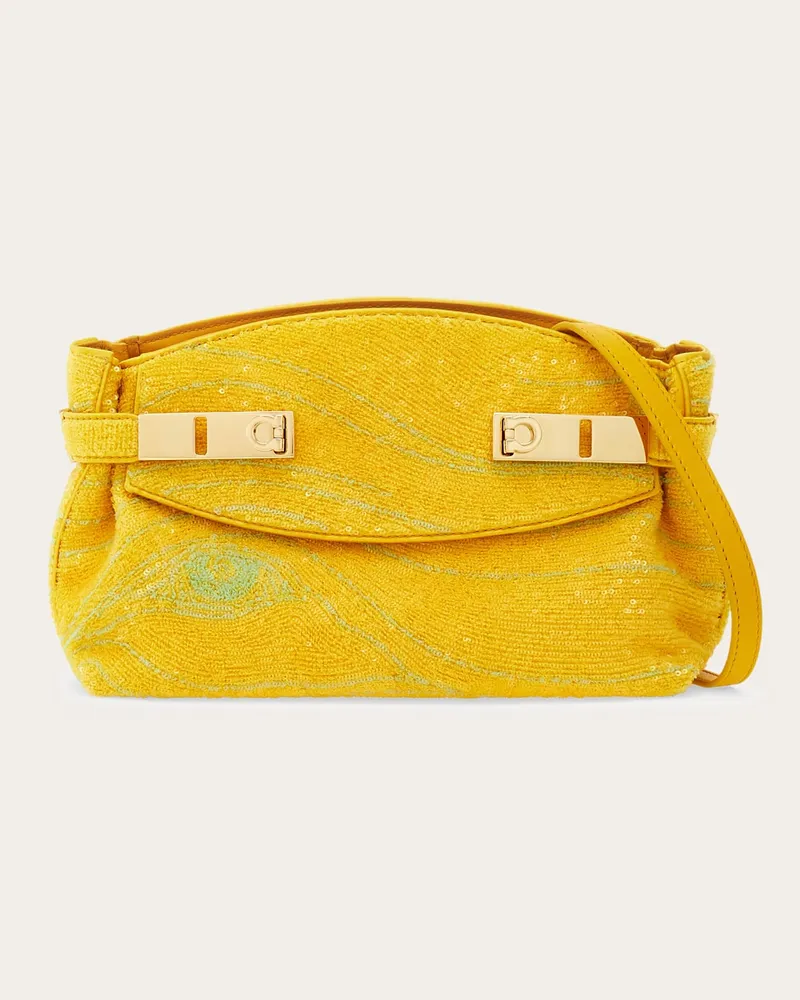 Ferragamo Donna Borsa a tracolla Hug Soft con paillettes (XS) Giallo Giallo