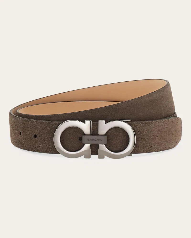 Ferragamo Uomo Cintura regolabile Gancini Grigio Grigio