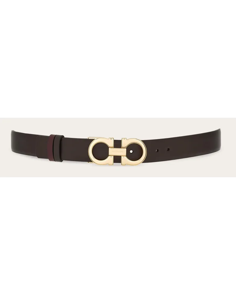 Ferragamo Donna Cintura regolabile e reversibile Gancini Marrone Marrone