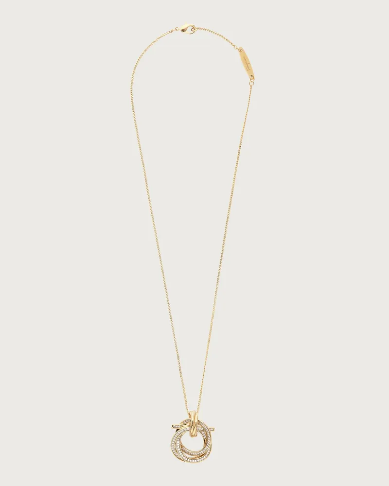 Ferragamo Donna Collana pendente Gancini torchon con cristalli Oro Oro