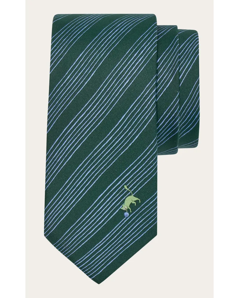 Ferragamo Uomo Cravatta in seta stampa Gomitolo Verde Verde
